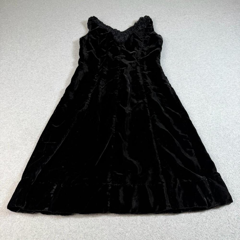 Vintage Suzy Perette Dress Women 6 Black Velvet A Line Cocktail Party Formal 60s